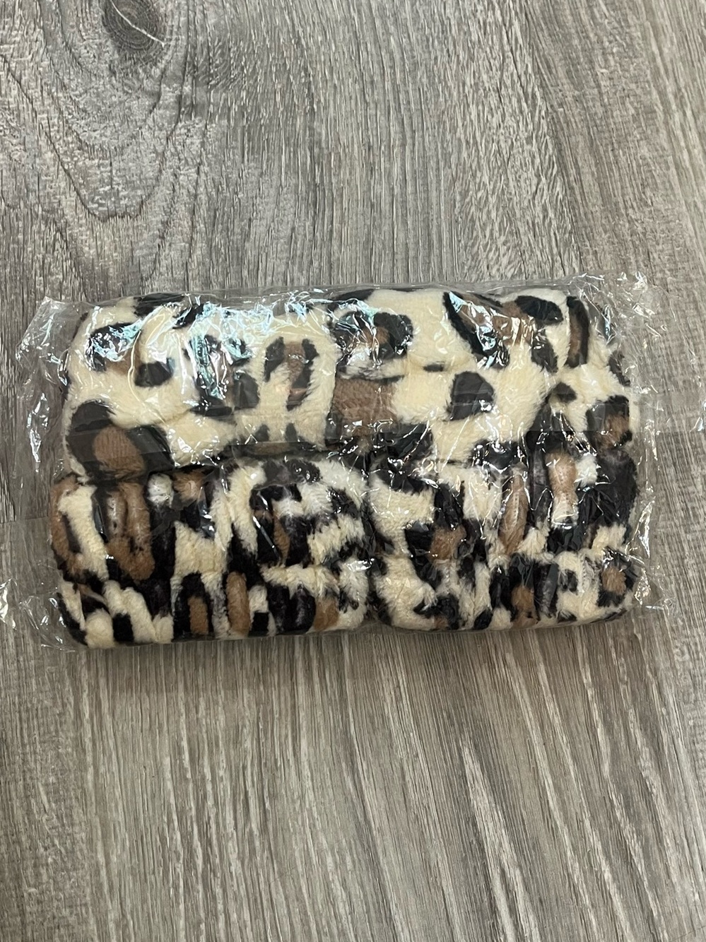 Cream Brown Leopard Print Bow Headband Bow and Two Wrist Bands